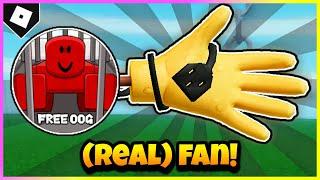 How to ACTUALLY get FAN GLOVE + "FREE OOG" BADGE in SLAP BATTLES! [ROBLOX]