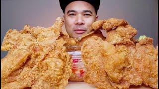 CHICKEN SKIN | MUKBANG ASMR | SPICY SAUCE | ALFIE EATS