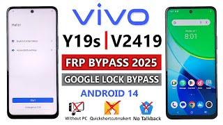 Vivo Y19s Android 14 Frp Bypass/Unlock Google Account Lock Without Pc Vivo Y19s Google Lock Remove