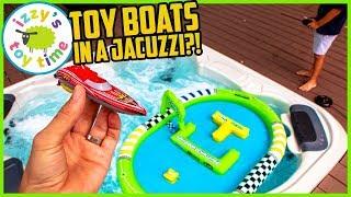 TOY BOATS IN A JACUZZI HOT TUB? Toys !