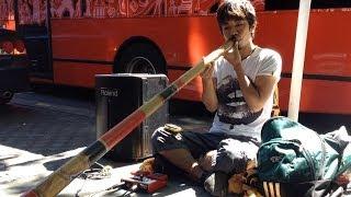 Awesome Didgeridoo Trance Busker on Queen Street (clip 1)