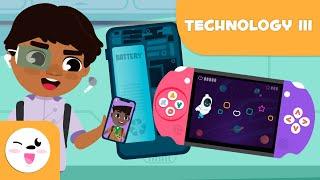 Technology III - Vocabulary for Kids - Mobile phone, tablet, battery, charger, earphones, camera...