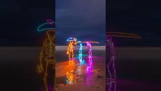 Light painting skeleton surfers ‍️ #lightpainting #art #photography #color