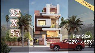 Modern House Design | 22x55 House Plan | 1210 Square Feet | 22*55 3D Home Design | HouseDoctorZ