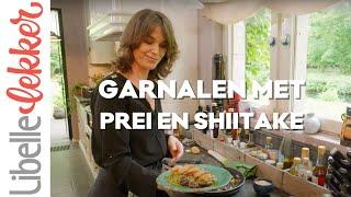 Garnalen met prei en shiitake