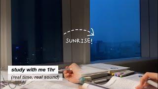 SUNRISE 1HR STUDY WITH ME with MEDICAL STUDENT l real time, no music l Korean college life 