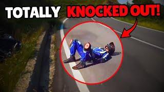 Biker Totally KNOCKED OUT on the road! - Motorcycle Crashes & Epic Bikers Moments 2024