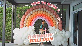 How to do a rainbow balloon arch. Easy balloon rainbow tutorial. DIY balloon rainbow backdrop!