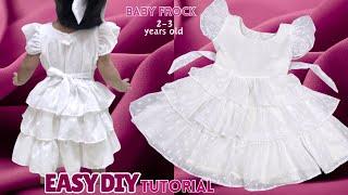 DIY Baby Frock Cutting and Stitching | Ruffle Baby Dress 2-3 years Old | Wedding/Birthday Baby Dress