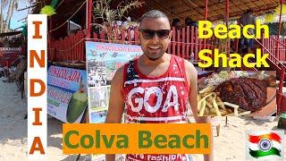 Colva Beach in GOA, India. my favourite Beach Shack. kitchen tour on the beach! Fresh Fish and food