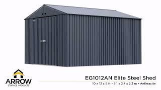 Get a 360 View of the Arrow Elite Steel Storage Shed, 10x12, in Anthracite