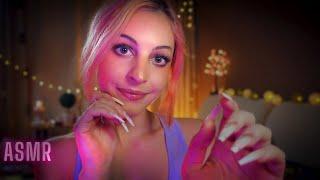 ASMR LONG NAILS FACE SCRATCHING-TOUCHING WITH INAUDIBLE EAR TO EAR (clicky) (breathy) (relaxing) 