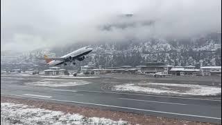 Drukair Airbus 320 Neo takeoff from Paro Airport