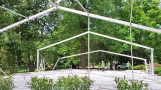 Losberger structure - raising an arch with pulleys