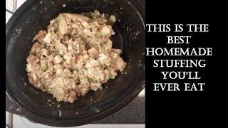 Homemade Stuffing made in the crock-pot