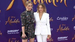 Natasha Bure and Candace Cameron-Bure "Aladdin" World Premiere Purple Carpet