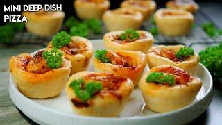 Mini Pizza Deep Dish Recipe | Mini BBQ Chicken and Prawns Pizza muffins | Ramadan iftar recipes