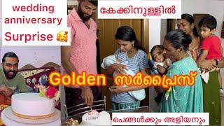 കേക്കിനുള്ളിൽ Golden Surprise പെങ്ങൾക്കും അളിയനും Wedding Anniversary #achayanarmyfamily