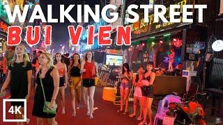 Bui Vien Walking Street | Nightlife In Vietnam | Red Light Street | Walking Tour | 4K HDR