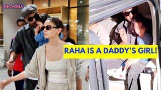 Raha Kapoor Gets Startled, Hugs Dad Ranbir Kapoor Tight As Paps Hound Them At Airport | Alia Bhatt