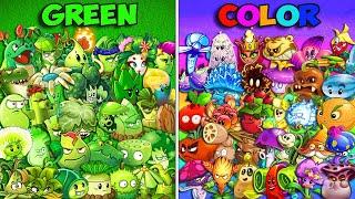 Team GREEN Plant vs All COLOR Plants - Who Will Win? - Pvz 2 Team Plant vs Team Plant