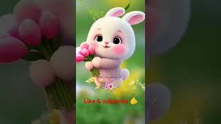 Rabbit short vedio #cute #cartoonart #funny #hathirajacartoon #rabbit #kidssongs #kids #cat #rhythm