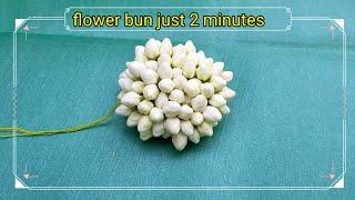 Easy method to tie flower bun|| Different method to tie flowers in 2 minutes/ flower brooch