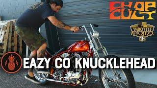 The Eazy Co kickstarts their 1947 Knucklehead in front of a daycare | Virginia City Roundup Chopper