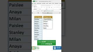 The easiest Excel Formula to get a sorted list of unique values . | Celia Alves - Microsft MVP