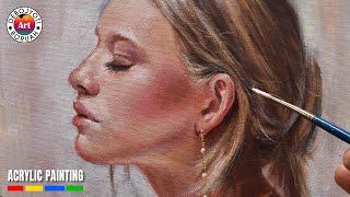 WATCH How I Paint ACRYLIC PORTRAIT REALISTICALLY | Girl Acrylic Portrait by Debojyoti Boruah