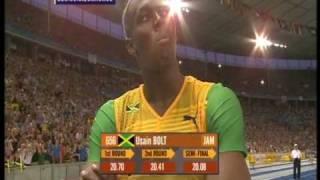 Usain Bolt 200m world record: 19.19!!! (+ Michael Johnson's reaction)