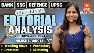 Editorial Analysis | 20th November, 2024 | Vocab, Grammar, Reading, Skimming | Nimisha Bansal