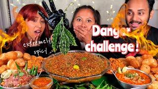 SPICY PANIPURI CHALLENGE WITH SISTER AND HER BOYFRIEND | EATING SPICY CHILLIES️ CHALLENGE MUKBANG