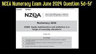 NCEA Numeracy Assessment June 2024 Question 5d-5f