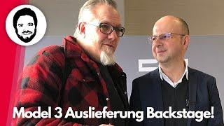 Tesla Abholung Backstage - Oliver Krüger holt mit Ove Kröger das "163 Grad" Model 3!