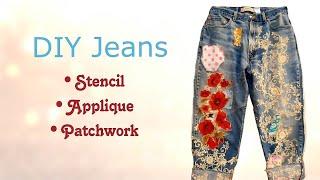 How To Jazz Up Your Old Jeans With Stencils Paint Patches And Distressing