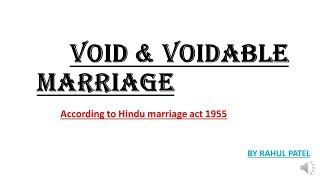 VOID AND VOIDABLE MARRIAGE