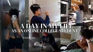 a very typical day as an online college student | staying productive, homework, chores, & gym