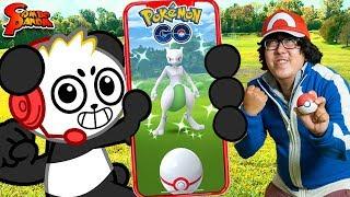 RYAN'S DADDY CHALLENGES COMBO PANDA TO POKEMON GO IN REAL LIFE! Who can catch SHINY MEWTWO first?