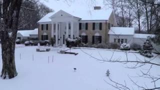 Drone footage of Elvis Presley's Graceland in the Snow