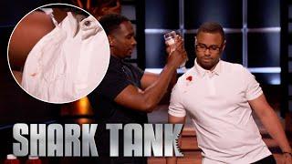 The Sharks Are Amazed When Ketchup Rolls Right Off Of Baobab's White Shirts | Shark Tank Global