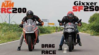 Suzuki Gixxer SF 250 VS KTM New 2022 RC200 drag race