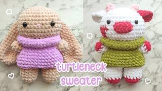 Bunny/Cow in Turtleneck Sweater Crochet/Amigurumi Tutorial|Easy, cute and free pattern|