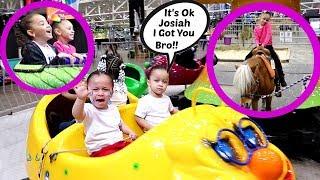 Imani Goes To HUGE I-X Indoor Amusement Park For Kids! JOSIAH CRIES ON THE RIDES!!