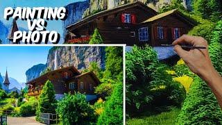 How To Paint Realistic Switzerland Lanscape Time Lapse |Acrylic Painting Tutorial|Eps70