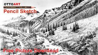 ️ Draw landscape Sketch with pencil-鉛筆素描畫山水風景（1）