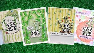 Intro to I Heart Pandas, I Heart Pandas Add On & Bamboo Stencils + 3 cards from start to finish