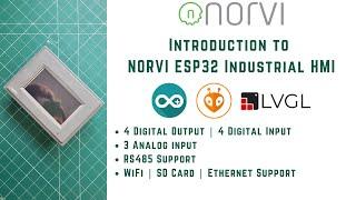 NORVI ESP32 Based Industrial HMI | LVGL | AI | DI | DO | RS485 | 24V DC | WiFi | SD Card | RJ45 |