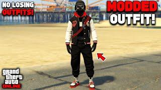 GTA 5 Online Easy Black Joggers Modded Outfit With Red Glitched Hood! (No Transfer)