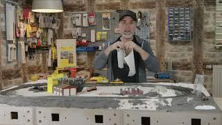 Building a model railway with plaster and crinkle foil and lighting on the layout - Episode 11